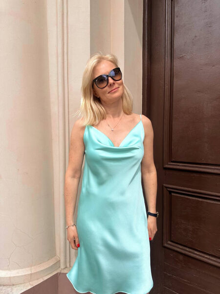 Kleita, Gaiši tirkīzzila, Slip stila, One size