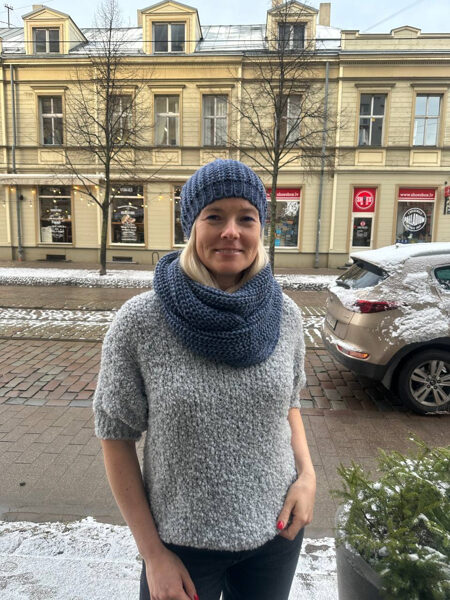 Cepure un tuneļšalle ar vilnu un alpaku, zils